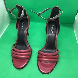 Coach Women's Burgundy Strappy Heels